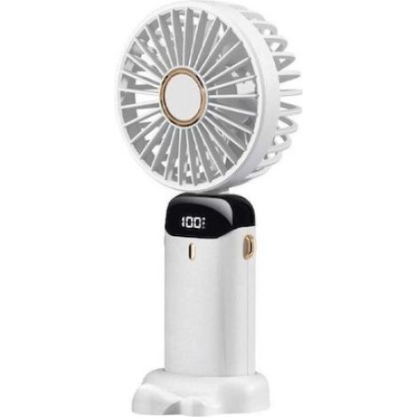 Ventilateur Portable - 5 Vitesses - Batterie 1500 mAh - Autonomie 8 à 10 Heures - Support Réglable 180° - Pour Bureau, Cou et Main - Blanc (1/5)