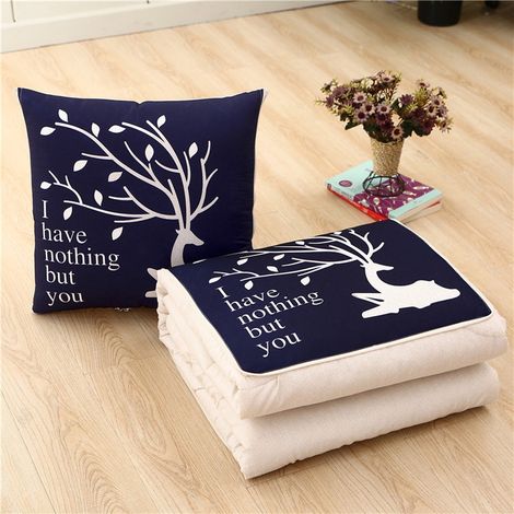 Couette Réversible - Coussin Multifonctionnel - 100 x 150 cm Ouvert - 40 x 40 cm Fermé - Rembourrage Coton - Pour Canapé Bureau Voiture Voyage - 1 Pièce (1/4)
