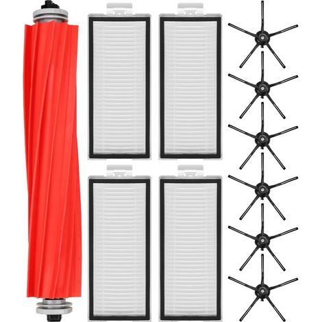 Replacement parts for robot vacuum cleaner accessory kit: main rotating brush, washable filter, side brush. (1/4)