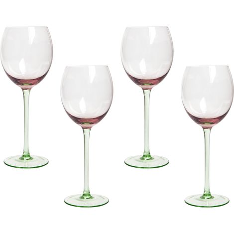 Conjunto de 4 copas de vino sopladas a mano transparente rosa y verde 36 cl Diopside (1/5)