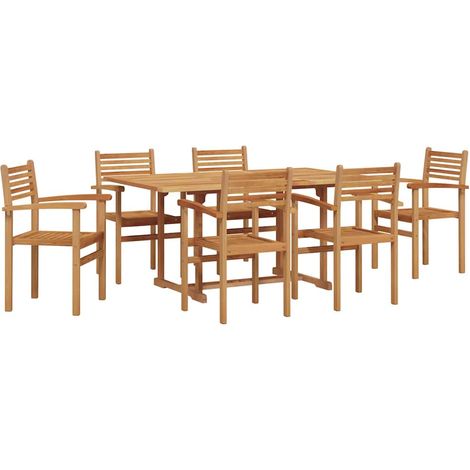 Maison Exclusive - Garten Essgruppe 7 pcs Natur Massivholz Akazie