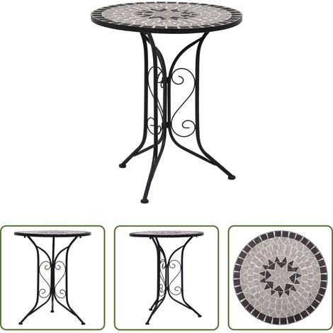 Table de balcon -  Table de bistro mosaïque Gris 60 cm Céramique (1/5)