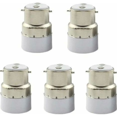 Paquet de 5 convertisseurs de douille d'ampoule B22 à E14 Douille de douille B22 Passer au support de lampe adaptateur standard E14. (1/4)