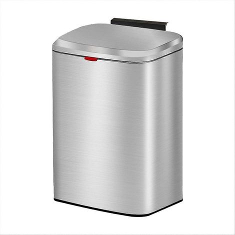 Petite poubelle de cuisine suspendue en acier inoxydable avec couvercle, 8 L (1/5)