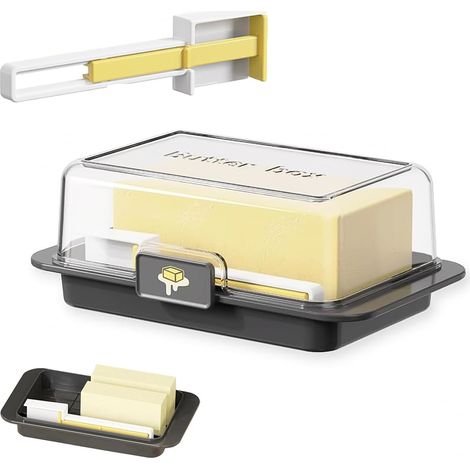 1 Boîte à Beurre, Couvercle Hermétique, Cuillère Doseuse, ABS Noir, Stockage Fromage, Cuisine (1/5)