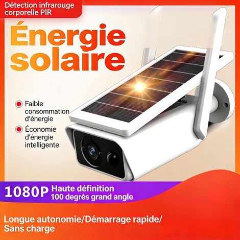 Caméra Solaire WiFi 4MP Vision Nocturne Infrarouge IP66 Alarme Intelligente (1/5)