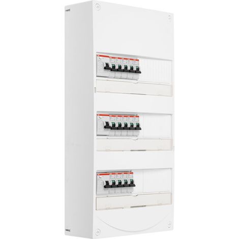 ABB Tableau 3 rangées pré-équipé 3 inter. diff. 40A + 15 disjoncteurs (1/2)