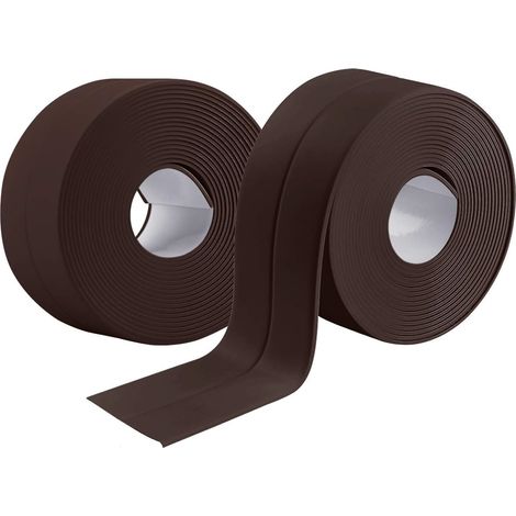 2 Rouleaux Bande Etancheite Autocollante Imperméable,PVC Ruban Adhesif de Scellage Mural,Douche,Toilette,Cuisine,Salle de Bains (Marron) (1/5)