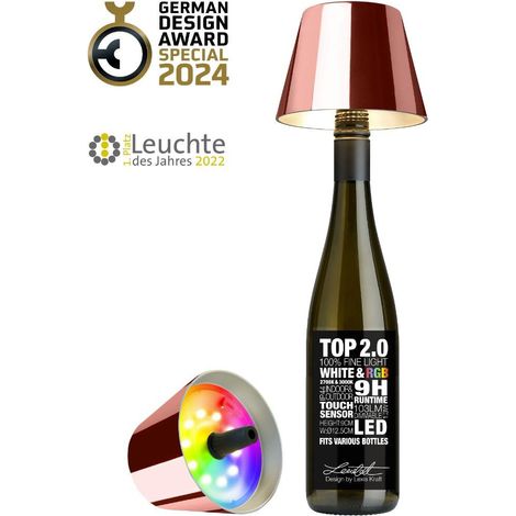 Sompex Top 2.0, lampada per bottiglie ricaricabile oro rosa
