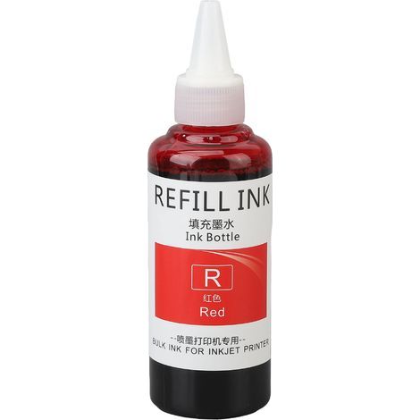 Recharge d'encre 100ml pour tampon dateur - Adhérence élevée, séchage rapide, couleurs résistantes - Usage professionnel, scolaire et familial - Rouge (1/5)