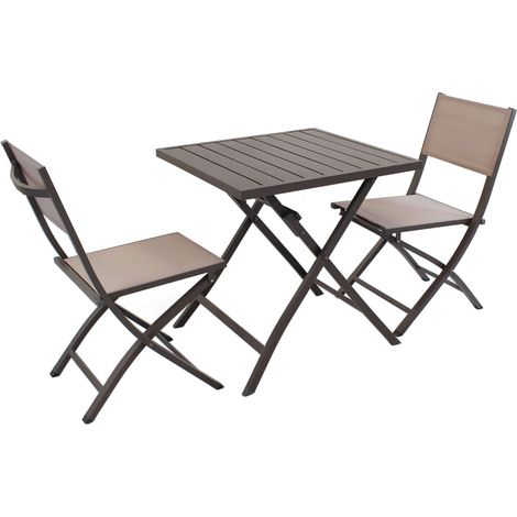 ABELUS - set tavolo in alluminio cm 70 x 70 x 73 h con 2 sedie Gaja (1/5)