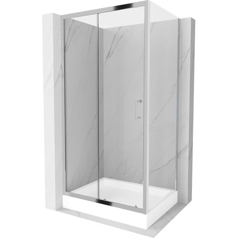 Mexen Apia cabine de douche coulissante 120 x 80 cm, transparent, chrome + receveur Rio - 840-120-080-01-00-4510