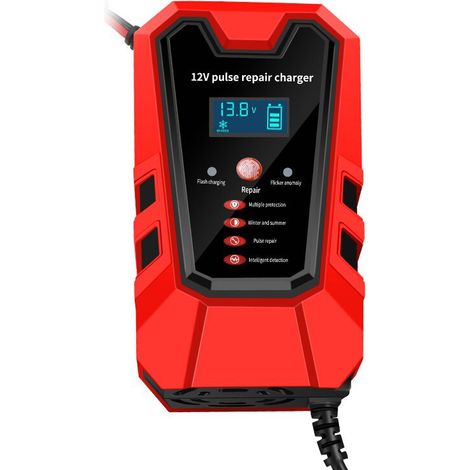 12V 6A RougeChargeur 12 V pour batteries de voiture, batteries de moto et batteries au plomb-acide (1/4)