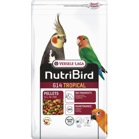 Nutribird G14 Food originale in pellet estrusi per parrocchetti di grandi dimensioni, 1 kg