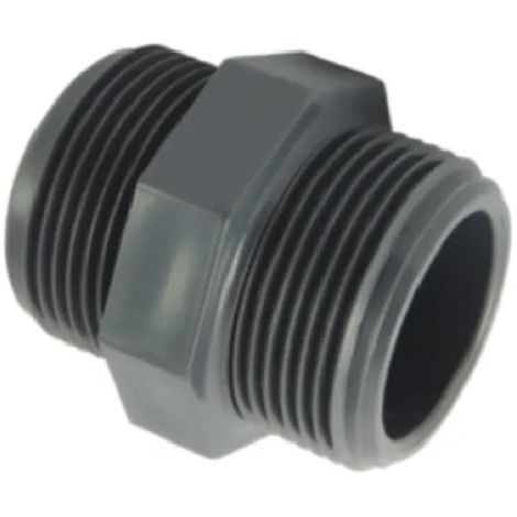 Raccord PVC pression double mâle 15x21 – Filetage BSPP 1/2" – Pression maximale 16 bar – Pour adduction d'eau potable et irrigation (1/2)