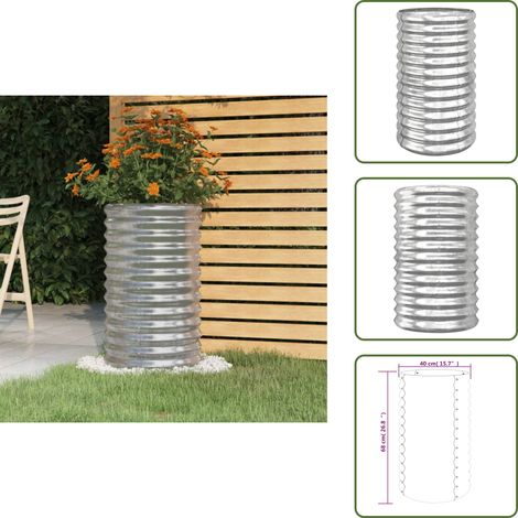 Pflanzkübel Pulverbeschichteter Stahl 40x40x68 cm Silber - Pflanzkübel - Hochbeet - Gartendekoration - Balkonpflanzen - Stahltöpfen (1/5)