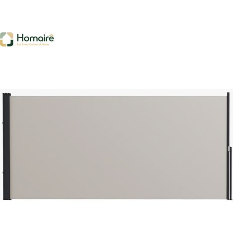 HOMAIRE Markise extensible pour jardin avec protection UV et vent, polyester et métal, gris clair