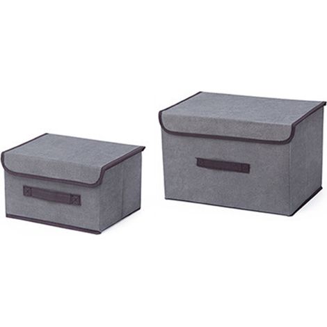 Boîte de Rangement Pliable en Tissu Gris, Coffre Pliable avec Couvercle, Organisateur de Vêtements, Bac de Rangement Escamotable (1/5)
