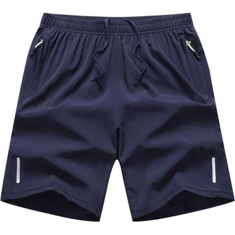 Short décontracté pour homme - Vêtement de sport - Jogging - Gym Fitness - Entraînement de plage - Couleur unie - Respirant - Coupe régulière - Noir - Gris - Bleu foncé - Taille L à 3 XL (1/5)