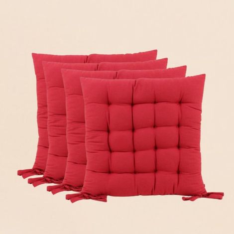 Lot de 4 galettes de chaise rouge 40x40cm