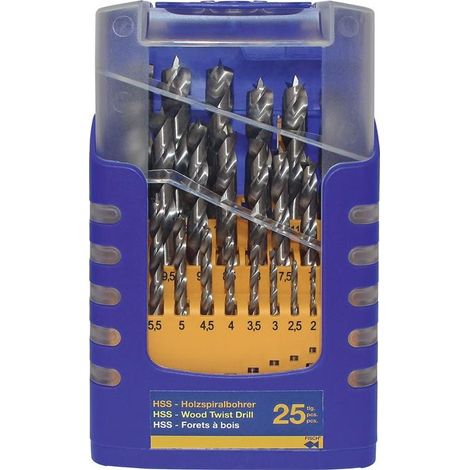 Mèche à bois pour perceuse – Lot de 25 forets hélicoïdaux HSS – Pour bois dur et MDF – Coupe nette sans éclat – Fisch (1/5)