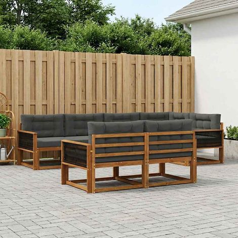 vidaXL Outdoor-Sofagarnitur mit Kissen 7 pcs Natur und Anthrazit (1/5)