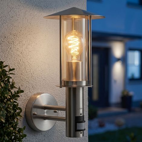 Lampada da parete per esterni Lampada da balcone da giardino Lampada da terra in vetro in acciaio inossidabile Rilevatore di movimento in un set con lampadine a LED (1/5)