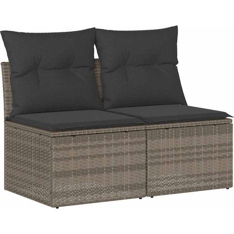 Maison Exclusive - Divano Giardino 2pz con Cuscini Grigio Chiaro Polyrattan Acacia (1/5)