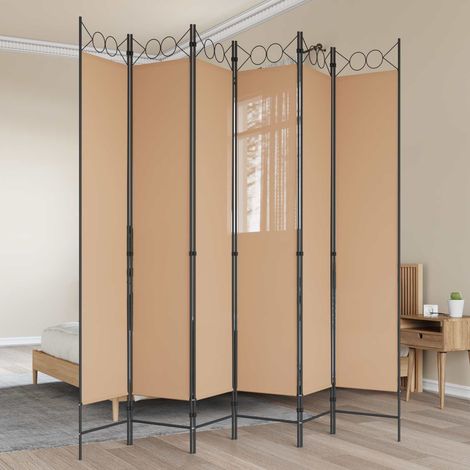 vidaXL 6-Panel Room Divider Beige 240 x 220 cm Fabric