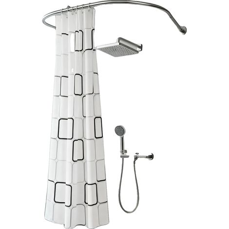 Barre de Rideau de Douche, Matériau en Acier Inoxydable, Longueur Ajustable 0,9-1,3m, Longueur Non-Rétractable 1m, Diamètre 2,2cm, Taille du Rideau 2,4m x 1,8m (1/5)