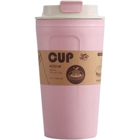 QORVA-Gobelet refermable en fibre de bambou, verre incassable pour café, bière, eau, lait, jus et thé (rose)