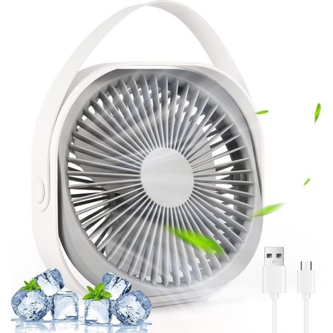 Ventilateur de Bureau USB-Ventilateur de Table à 3 Vitesses-Ventilateur Silencieux Réglable à 360°-mini ventilateur puissant pour (1/5)