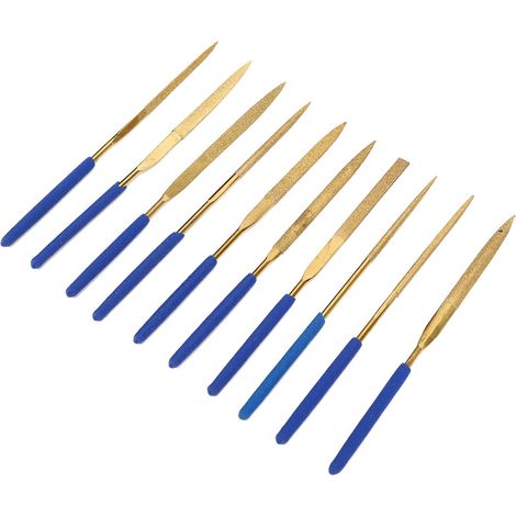 Kit d'outils de limage de l'acier et de la céramique : 3 limes diamantées aiguilles en acier plaqué titane de 140 mm (1/5)