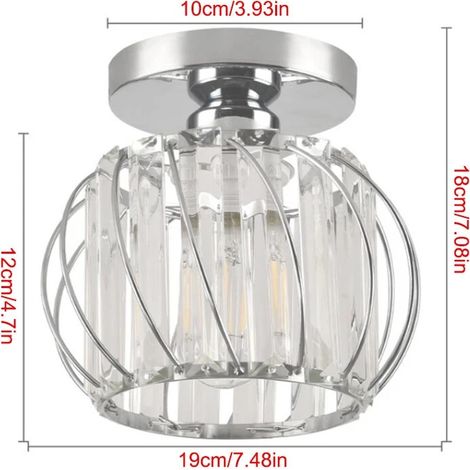 Plafonnier en Cristal, Luminaire E27 Lustre Moderne Chrome D19cm (1/5)