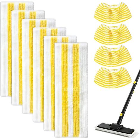 10 Pièces Chiffons Microfibre de Rechange, Compatibles avec Nettoyeur Vapeur EasyFix SC 2 SC 3 SC 4 SC 5, Housses Lavables pour Balai Serpillière et Embout Sol, Accessoires Nettoyeur Vapeur (1/5)