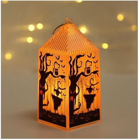 Lanternes d'Halloween, petites lanternes portables pour enfants, nouveau lot de 2 accessoires de décoration squelette et sorcière pour une ambiance Halloween (1/3)