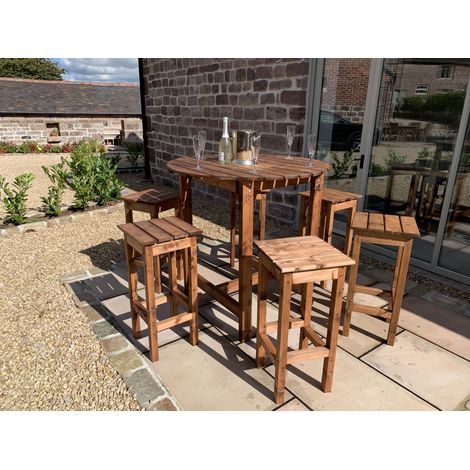 Charles Taylor 6 Seater Wooden Alfresco Bar Counter Table & Bar Stool Set Garden (1/5)