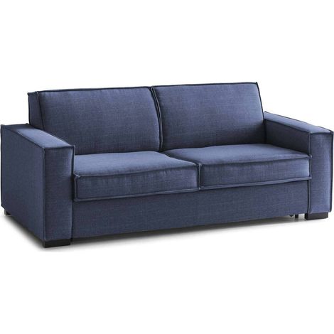 Talamo Italia Festes Sofa Carol, 2-Sitzer-Sofa, 100% Made in Italy, Wohnzimmersofa aus Stoff, mit schmalen Armlehnen, Cm 160x95h90, Blau