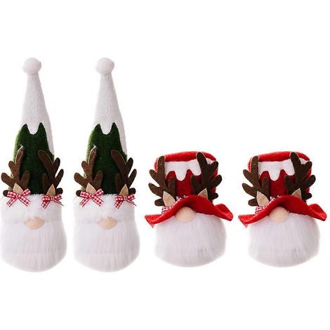 Weihnachtswichtel-Set, 4er-Set, handgefertigte schwedische Wichtel-Weihnachtsmann-Lichterbaumdekorationen