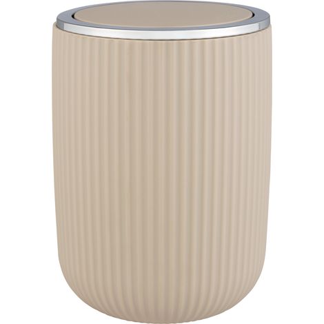 Wenko – Poubelle de salle de bain 2L – Couvercle basculant – Plastique sans BPA – Dimensions 14,5x20cm – Beige, S