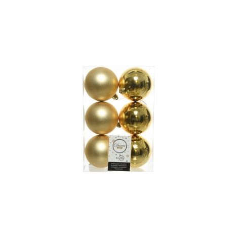 Bola de navidad en cristal Oro Surtido Caja 6 piezas 8 cm