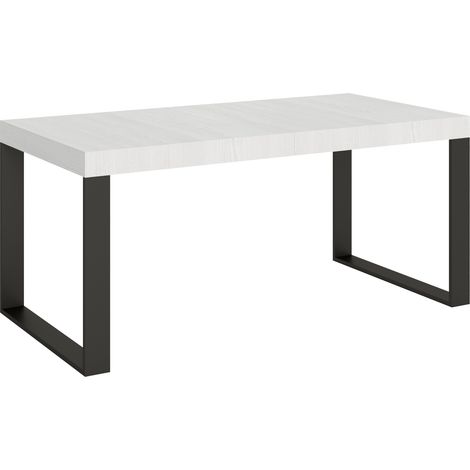 Table Extensible 200/304X90 Cm Tecno Premium Frêne Blanc Avec Pieds Anthracite (1/4)