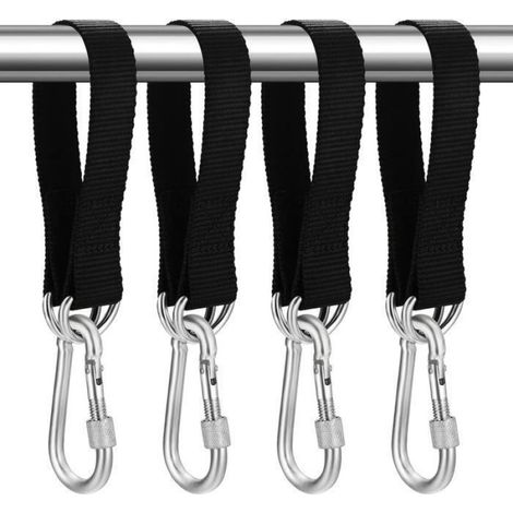 4 Pcs Sangle Hamac, Sangles De Fixation Pour Balançoire Arbre, Sangles De Suspension Avec Crochets Mousquetons D-Ring, multic HAMAC (1/4)