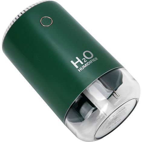 Mini tragbarer, farbenfroher Luftbefeuchter, 370 ml, USB-wiederaufladbar, geeignet für Reisen, Büro und Zuhause, mit 7-farbiger Beleuchtung, Sicherheitsluftbefeuchter (grün).