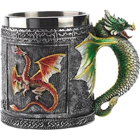 Gothique Viking Tribal INOX Steel Armure Café Tasse Tasse Tasse Tasse Bière Tasses Cool Col collectionnables Cadeau pour Les Hommes (1/3)