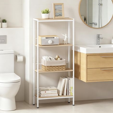 4-stufiges Displayregal – Wand- oder Standmontage, schmales und elegantes Aufbewahrungssystem für Bad, Küche oder Büro