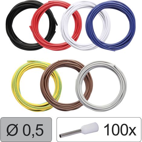Quadrios 25CW113 Conducteur individuel LiFY 0.5 mm² noir, rouge, blanc, bleu, jaune-vert, marron, gris 1 set