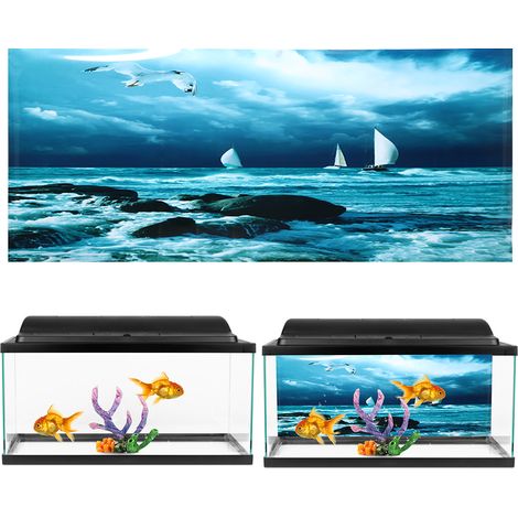 Sticker mural en PVC à motif de voile de bateau, pour aquarium (61 x 41 cm). Décoration pour aquarium. (1/5)