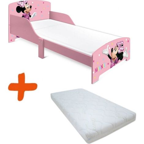 Lit + Matelas Minnie Disney Roses et Confettis 140x70 cm