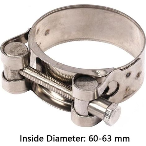 Abrazadera para tubo de escape de motocicleta, bridas de escape turbo, abrazaderas de acero inoxidable para tubo de escape turbo (60-63 mm) (1/4)
